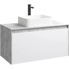 Комплект мебели бетон светлый/ белый глянец 100 см Aqwella 5 Stars Mobi MOB0110BS + MOB0710W + 4640021064269 + MOB0410 + MOB0717BS