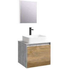 Комплект мебели бетон светлый/ дуб балтийский 61 см Aqwella 5 Stars Mobi MOB0106BS + MOB0706DB + 641945 + SM0206