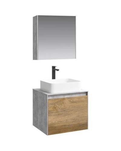 Комплект мебели бетон светлый/ дуб балтийский 61 см Aqwella 5 Stars Mobi MOB0106BS + MOB0706DB + 641945 + MOB0406 + MOB0717BS