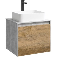 Комплект мебели бетон светлый/ дуб балтийский 61 см Aqwella 5 Stars Mobi MOB0106BS + MOB0706DB + 4640021064269 + SM0206