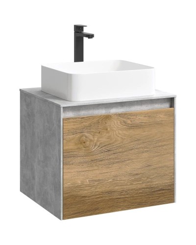 Комплект мебели бетон светлый/ дуб балтийский 61 см Aqwella 5 Stars Mobi MOB0106BS + MOB0706DB + 4640021064269 + SM0206