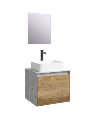 Комплект мебели бетон светлый/ дуб балтийский 61 см Aqwella 5 Stars Mobi MOB0106BS + MOB0706DB + 4640021064269 + SM0206