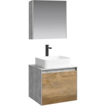 Комплект мебели бетон светлый/ дуб балтийский 61 см Aqwella 5 Stars Mobi MOB0106BS + MOB0706DB + 4640021064269 + MOB0406 + MOB0717BS