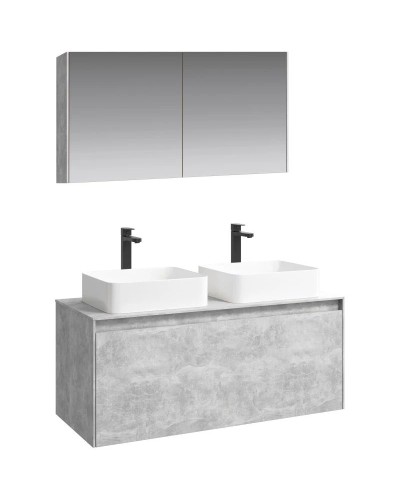 Комплект мебели бетон светлый 120 см Aqwella 5 Stars Mobi MOB0112BS + MOB0712BS + 641945 + 641945 + MOB0412 + MOB0717BS