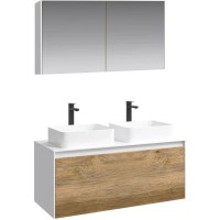 Комплект мебели белый глянец/ дуб балтийский 120 см Aqwella 5 Stars Mobi MOB0112W + MOB0712DB + 641945 + 641945 + MOB0412 + MOB0717W