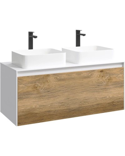 Комплект мебели белый глянец/ дуб балтийский 120 см Aqwella 5 Stars Mobi MOB0112W + MOB0712DB + 641945 + 641945 + MOB0412 + MOB0717W