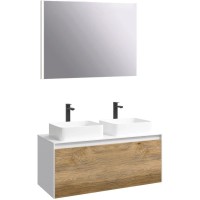 Комплект мебели белый глянец/ дуб балтийский 120 см Aqwella 5 Stars Mobi MOB0112W + MOB0712DB + 4640021064269 + 4640021064269 + SM0210