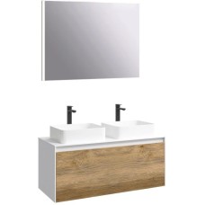 Комплект мебели белый глянец/ дуб балтийский 120 см Aqwella 5 Stars Mobi MOB0112W + MOB0712DB + 4640021064269 + 4640021064269 + SM0210