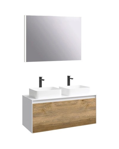 Комплект мебели белый глянец/ дуб балтийский 120 см Aqwella 5 Stars Mobi MOB0112W + MOB0712DB + 4640021064269 + 4640021064269 + SM0210