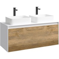 Комплект мебели белый глянец/ дуб балтийский 120 см Aqwella 5 Stars Mobi MOB0112W + MOB0712DB + 4640021064269 + 4640021064269 + SM0210