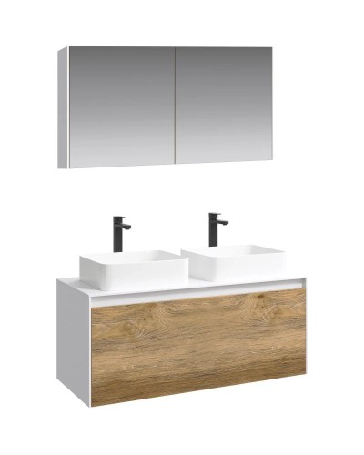 Комплект мебели белый глянец/ дуб балтийский 120 см Aqwella 5 Stars Mobi MOB0112W + MOB0712DB + 4640021064269 + 4640021064269 + MOB0412 + MOB0717W