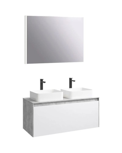 Комплект мебели бетон светлый/ белый глянец 120 см Aqwella 5 Stars Mobi MOB0112BS + MOB0712W + 641945 + 641945 + SM0210