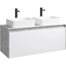 Комплект мебели бетон светлый/ белый глянец 120 см Aqwella 5 Stars Mobi MOB0112BS + MOB0712W + 641945 + 641945 + SM0210