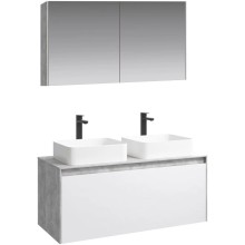 Комплект мебели бетон светлый/ белый глянец 120 см Aqwella 5 Stars Mobi MOB0112BS + MOB0712W + 641945 + 641945 + MOB0412 + MOB0717BS