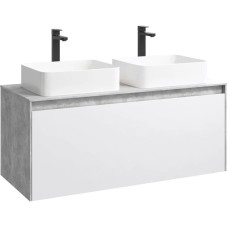 Комплект мебели бетон светлый/ белый глянец 120 см Aqwella 5 Stars Mobi MOB0112BS + MOB0712W + 641945 + 641945 + MOB0412 + MOB0717BS