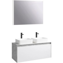 Комплект мебели бетон светлый/ белый глянец 120 см Aqwella 5 Stars Mobi MOB0112BS + MOB0712W + 4640021064269 + 4640021064269 + SM0210