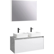 Комплект мебели бетон светлый/ белый глянец 120 см Aqwella 5 Stars Mobi MOB0112BS + MOB0712W + 4640021064269 + 4640021064269 + SM0210