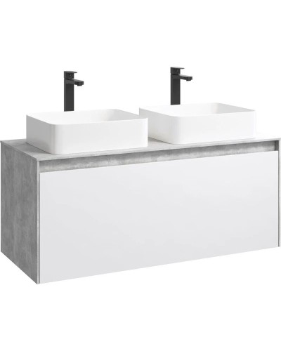 Комплект мебели бетон светлый/ белый глянец 120 см Aqwella 5 Stars Mobi MOB0112BS + MOB0712W + 4640021064269 + 4640021064269 + MOB0412 + MOB0717BS