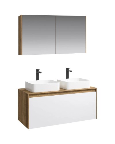 Комплект мебели дуб балтийский/ белый глянец 120 см Aqwella 5 Stars Mobi MOB0112DB + MOB0712W + 641945 + 641945 + MOB0412 + MOB0717DB