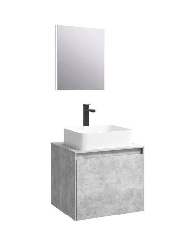 Комплект мебели бетон светлый 61 см Aqwella 5 Stars Mobi MOB0106BS + MOB0706BS + 641945 + SM0206