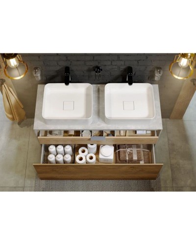 Комплект мебели бетон светлый/ дуб балтийский 120 см Aqwella 5 Stars Mobi MOB0112BS + MOB0712DB + 641945 + 641945 + MOB0412 + MOB0717BS