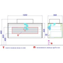 Комплект мебели бетон светлый/ дуб балтийский 120 см Aqwella 5 Stars Mobi MOB0112BS + MOB0712DB + 641945 + 641945 + MOB0412 + MOB0717BS