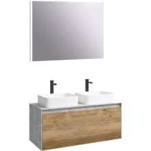 Комплект мебели бетон светлый/ дуб балтийский 120 см Aqwella 5 Stars Mobi MOB0112BS + MOB0712DB + 4640021064269 + 4640021064269 + SM0210