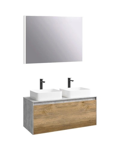 Комплект мебели бетон светлый/ дуб балтийский 120 см Aqwella 5 Stars Mobi MOB0112BS + MOB0712DB + 4640021064269 + 4640021064269 + SM0210