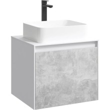 Комплект мебели белый глянец/ бетон светлый 61 см Aqwella 5 Stars Mobi MOB0106W + MOB0706BS + 641945 + MOB0406 + MOB0717W