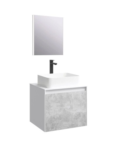 Комплект мебели белый глянец/ бетон светлый 61 см Aqwella 5 Stars Mobi MOB0106W + MOB0706BS + 4640021064269 + SM0206