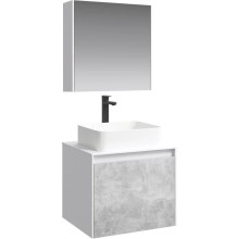 Комплект мебели белый глянец/ бетон светлый 61 см Aqwella 5 Stars Mobi MOB0106W + MOB0706BS + 4640021064269 + MOB0406 + MOB0717W