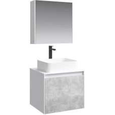 Комплект мебели белый глянец/ бетон светлый 61 см Aqwella 5 Stars Mobi MOB0106W + MOB0706BS + 4640021064269 + MOB0406 + MOB0717W