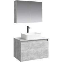 Комплект мебели бетон светлый 80 см Aqwella 5 Stars Mobi MOB0108BS + MOB0708BS + 641945 + MOB0408 + MOB0717BS