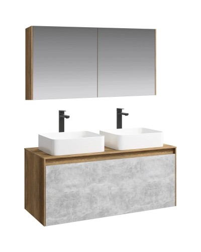 Комплект мебели дуб балтийский/ бетон светлый 120 см Aqwella 5 Stars Mobi MOB0112DB + MOB0712BS + 4640021064269 + 4640021064269 + MOB0412 + MOB0717DB