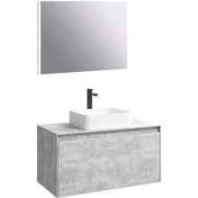 Комплект мебели бетон светлый 100 см Aqwella 5 Stars Mobi MOB0110BS + MOB0710BS + 641945 + SM0210