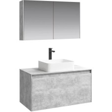 Комплект мебели бетон светлый 100 см Aqwella 5 Stars Mobi MOB0110BS + MOB0710BS + 641945 + MOB0410 + MOB0717BS