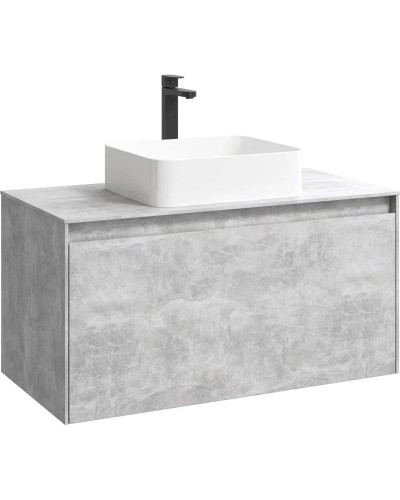 Комплект мебели бетон светлый 100 см Aqwella 5 Stars Mobi MOB0110BS + MOB0710BS + 641945 + MOB0410 + MOB0717BS