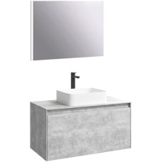 Комплект мебели бетон светлый 100 см Aqwella 5 Stars Mobi MOB0110BS + MOB0710BS + 4640021064269 + SM0210
