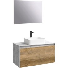 Комплект мебели бетон светлый/ дуб балтийский 100 см Aqwella 5 Stars Mobi MOB0110BS + MOB0710DB + 641945 + SM0210