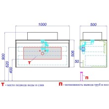 Комплект мебели бетон светлый/ дуб балтийский 100 см Aqwella 5 Stars Mobi MOB0110BS + MOB0710DB + 641945 + SM0210
