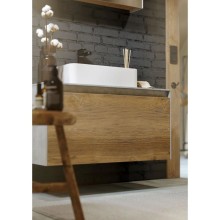 Комплект мебели бетон светлый/ дуб балтийский 100 см Aqwella 5 Stars Mobi MOB0110BS + MOB0710DB + 641945 + MOB0410 + MOB0717BS