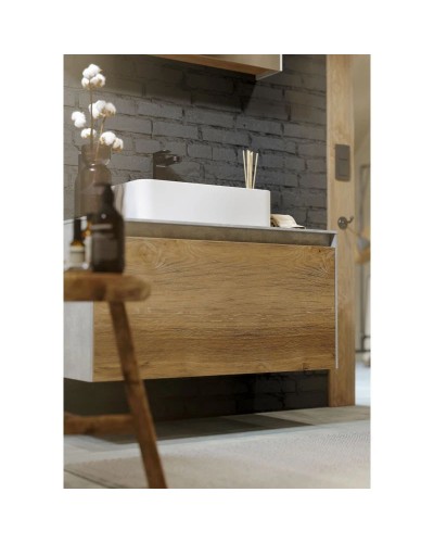 Комплект мебели бетон светлый/ дуб балтийский 100 см Aqwella 5 Stars Mobi MOB0110BS + MOB0710DB + 641945 + MOB0410 + MOB0717BS