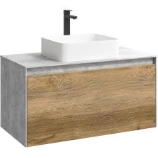 Комплект мебели бетон светлый/ дуб балтийский 100 см Aqwella 5 Stars Mobi MOB0110BS + MOB0710DB + 4640021064269 + MOB0410 + MOB0717BS