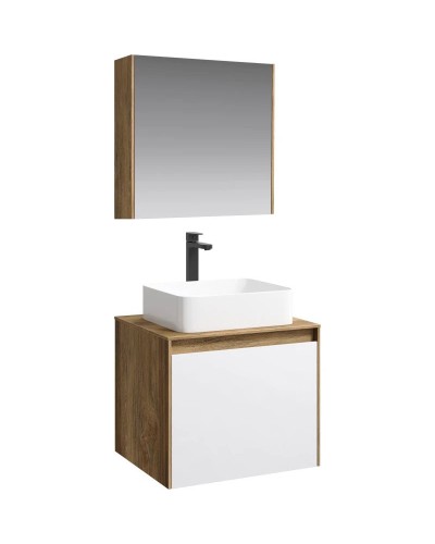 Комплект мебели дуб балтийский/ белый глянец 61 см Aqwella 5 Stars Mobi MOB0106DB + MOB0706W + 641945 + MOB0406 + MOB0717DB