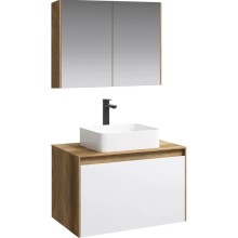 Комплект мебели дуб балтийский/ белый глянец 80 см Aqwella 5 Stars Mobi MOB0108DB + MOB0708W + 641945 + MOB0408 + MOB0717DB