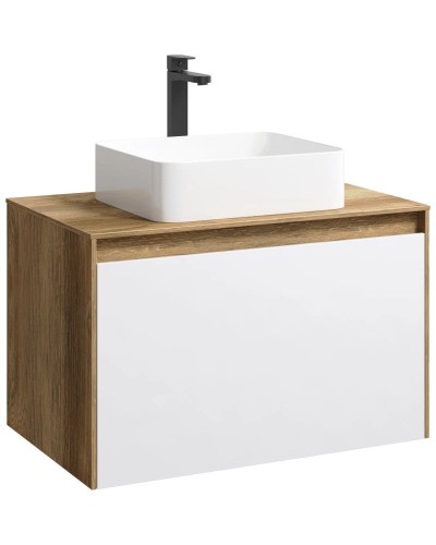 Комплект мебели дуб балтийский/ белый глянец 80 см Aqwella 5 Stars Mobi MOB0108DB + MOB0708W + 4640021064269 + MOB0408 + MOB0717DB