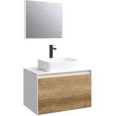 Комплект мебели белый глянец/ дуб балтийский 80 см Aqwella 5 Stars Mobi MOB0108W + MOB0708DB + 641945 + SM0208