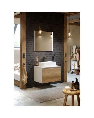 Комплект мебели белый глянец/ дуб балтийский 80 см Aqwella 5 Stars Mobi MOB0108W + MOB0708DB + 4640021064269 + SM0208