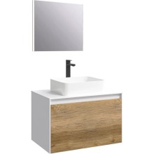 Комплект мебели белый глянец/ дуб балтийский 80 см Aqwella 5 Stars Mobi MOB0108W + MOB0708DB + 4640021064269 + SM0208