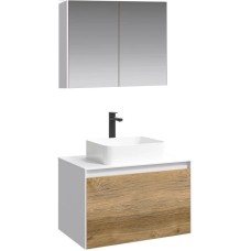 Комплект мебели белый глянец/ дуб балтийский 80 см Aqwella 5 Stars Mobi MOB0108W + MOB0708DB + 4640021064269 + MOB0408 + MOB0717W